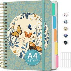 8.5″x11″ Spiral 5 Subject Notebook, Hardcover with Dividers Wildflower