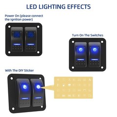 Switch Panel 2 Gang Aluminum Toggle Switch, Waterproof 12V/24V Marine Rocker …