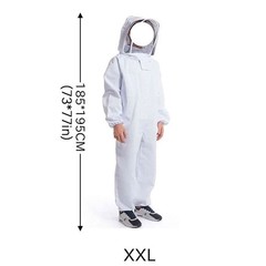 Bee Suit XXL with Veil Hood Full Body Protective Beekeeping Suits White
