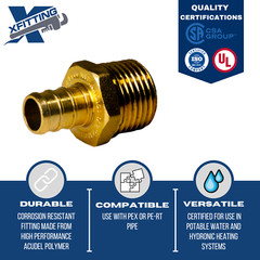 10) 1/2 PEX X 1/2″ MALE NPT THREADED ADAPTER PEX B CRIMP FITTING LEAD FREE BRASS