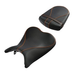 Two Piece Motorcycle Seat Suzuki GSXR600 GSXR750 2006-2007 Black Orange Stitch