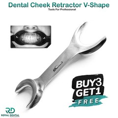 Dental Cheek Retractor V-Shape Double Ended Long Orthodontic Surgical Instrument