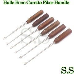 Set of 6 Pcs Halle Bone Curette Fiber Handle Orthopedic Surgical Instruments