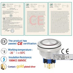 30mm Push Button Switch Big Head Waterproof IP67 12V LED Angel White