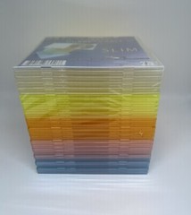 100 NEW 5.2MM SLIM SINGLE POLY CD CASE, 4 TABS, NO SLEEVE, 5 COLORS, PP-MS-SD5