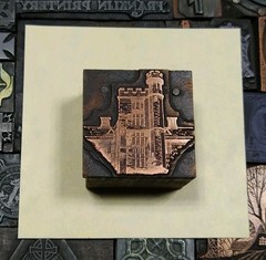 Antique VTG Copper Castle Rook Tower Letterpress Print Type Ornament Cut Block
