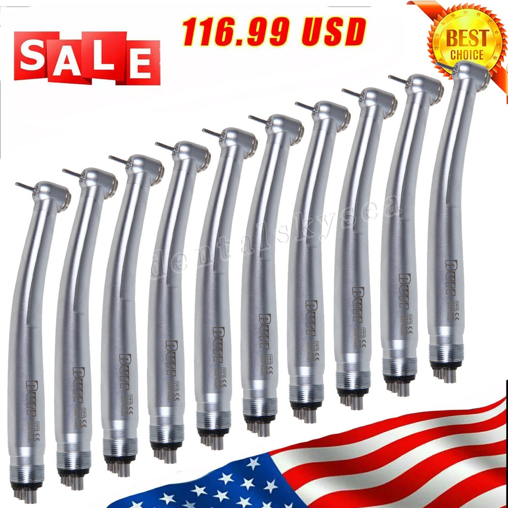 10* Dental High Speed Push Button Turbine Handpiece 4Holes Fit NSK Pana Max U3BM
