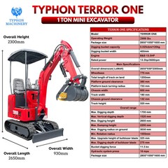 13.5HP Mini Excavator 1 TON B&S EPA Engine Hydraulic Thumb Digger Free Shipping