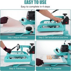 Combo 8 IN 1 T-Shirt Heat Press Transfer Machine 15″x15″ Sublimation Swing Away