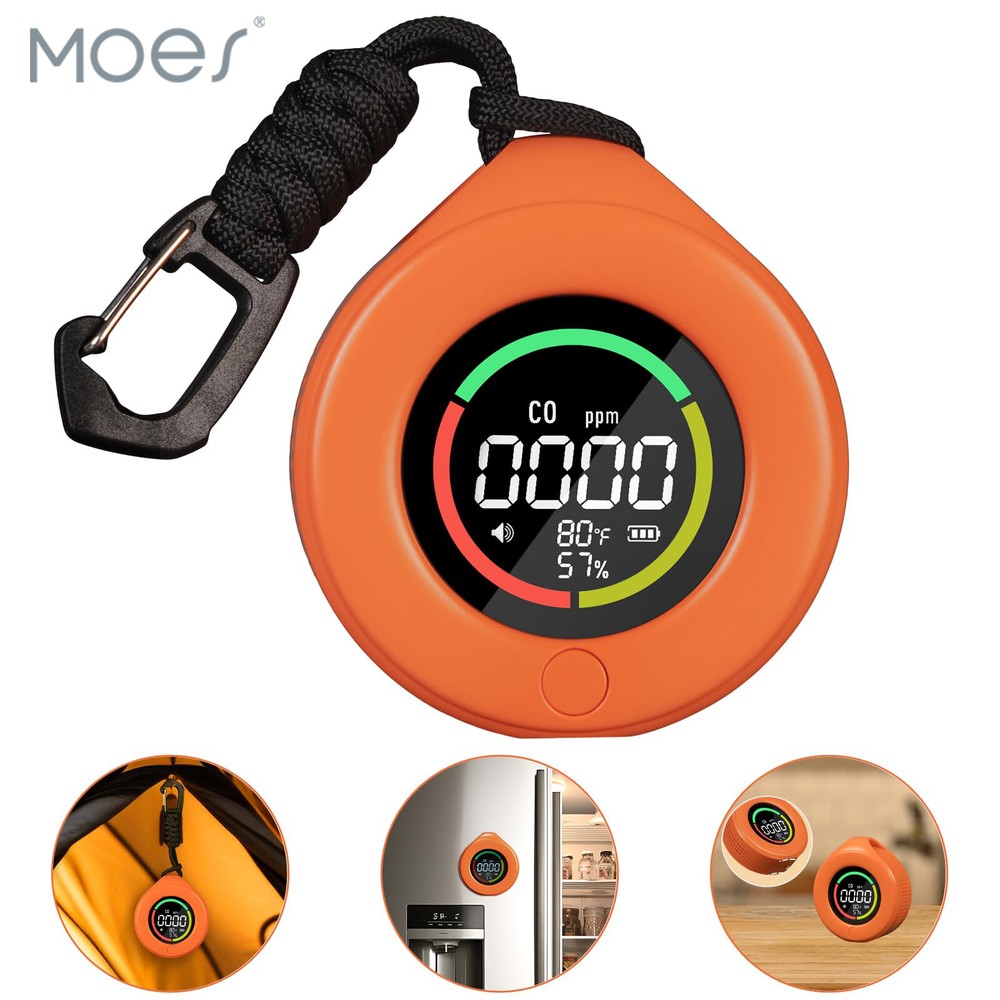 MOES Portable Carbon Monoxide Detector Temp/Humi/CO Sensor Alarm Outdoor/Indoor