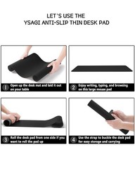 YSAGi Non-Slip Leather Desk Pad, Waterproof Laptop 31.5″ x 15.7″, Black