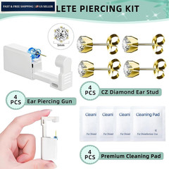 Nunpag 12 Pcs Ear Piercing Kit Disposable Gun with 4 Gold