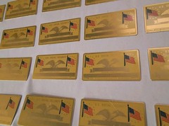 Lot of 25 PERMA PLATE Blank Metal SOCIAL SECURITY Card Name & SSN BRASS FLAGS