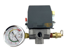 H/D Pressure Switch 4Ports 140-175psi w/200psi Valve, 26AMP, 0-200psi Side Gauge