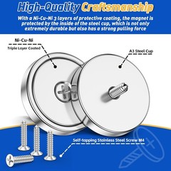 8 Pack Neodymium Cup Magnets 110LBS Heavy Duty Rare Earth Magnets with Screws