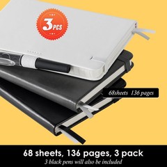 NIRMIRO Small Notebook Pocket Size Journal 3.7″ x 5.7″, 3 Pack, (White, Grey,…