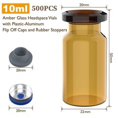 1000PCS Crimp Top Headspace 10mL Glass Vials Aluminum Caps HPLC Lab Clear Bottle