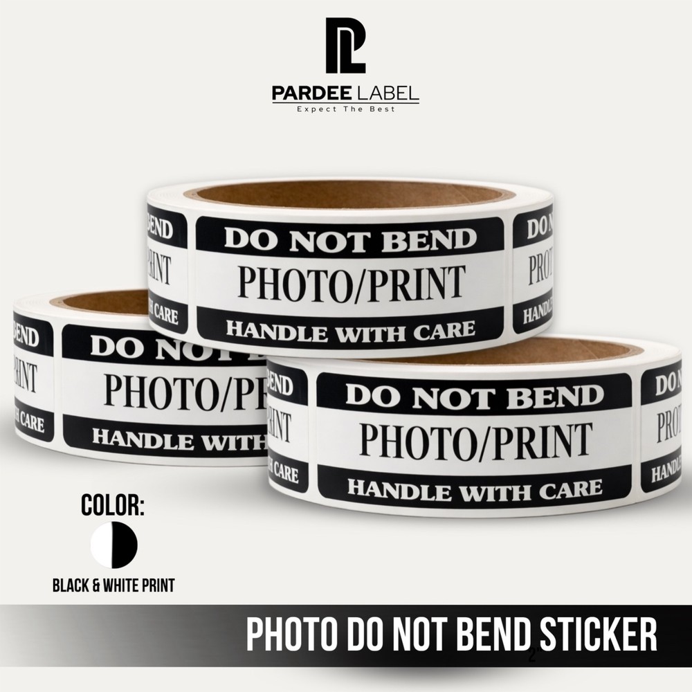 Do Not Bend Photo Print Stickers 1×3 Handle With Care 250 Labels Roll