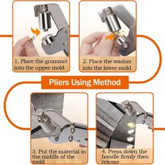 New Grommet Tool Kit with Bag, 1/4 & 3/8 Inch Handheld Eyelet Tool Kit For DIY