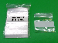 1000 White Block 4×4 Zip Seal Lock Bags Writeable 2mil Clear Poly 4″ x 4″ Baggie