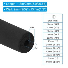 PATIKIL 1″(25mm) ID x 6Ft Pipe Insulation Foam Tube, Cover Wrap 1 Inch