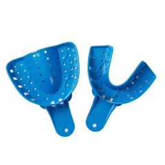 12Pc Dental Impression Trays Plastic Perforated Denture Upper/Lower EASYINSMILE