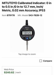 MITUTOYO Calibrated Indicator 0 in to 0.5 in /0-12.7 mm Inch/ Metric 0.02 mm