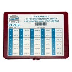 Stone River Products Standard Buna-N 70 Square Ring Kit – 382 Pieces | 30 Sizes