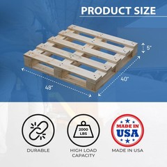 Greaton, 48x40x5 Wooden Pallet Kit, Heavy-Duty Industrial Grade Pinewood, Una…