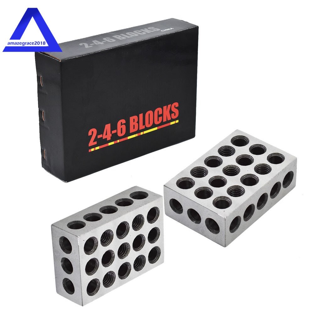 2-4-6 Blocks 23 Holes Matched Pair Ultra Precision .0002″ Machinist 246 Jig