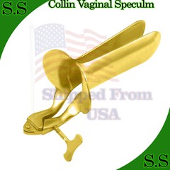 1-Collin Vaginal Speculum Medium Full Gold Gynecology instruments