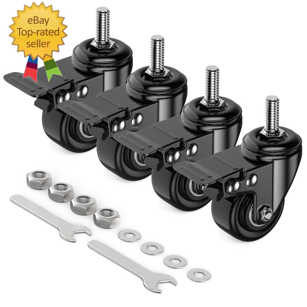 2 Inch Casters Set of 4,Threaded Stem Caster Wheels – 3/8″-16 X 1(Stem Diameter