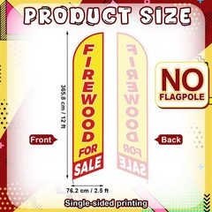 Firewood Feather Flag Only Windless Single-Sided Advertising Banner Yellow 12′