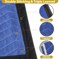 12 Heavy Duty Moving Packing Blankets Ultra Thick Pro 72″x80″ Furniture Pad Blue