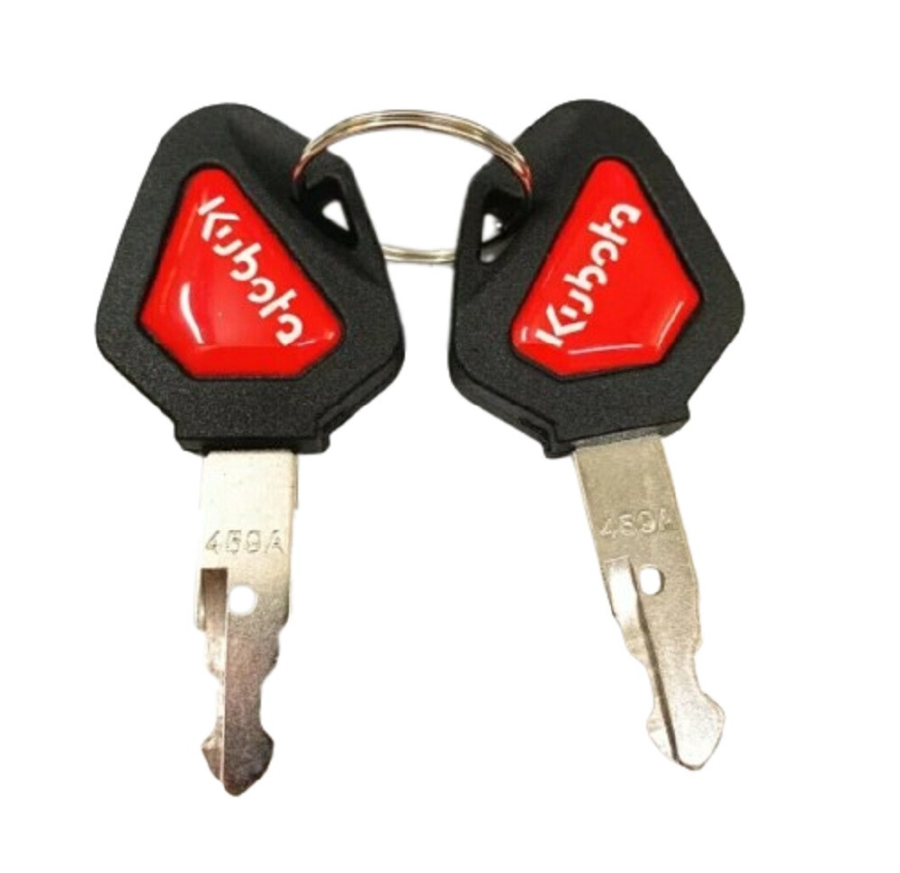 2 Kubota Skid Steer Track Loader Mini Excavator Ignition Keys with Red Logo 459A
