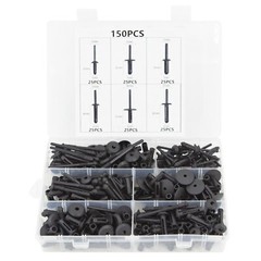 150x Plastic Pom Pop Rivets Set Assortment Pop Poly Bevel Round Head Blind Rivet