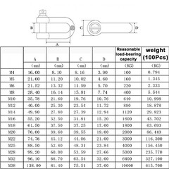 D and Bow Shackles 4mm 5mm 6mm 8mm 10mm 12mm~38mm 316 Stainless Steel D Shackle