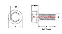 M6-1.0×100 Flange Bolts 6mm x 1.0 x 100mm Grade 10.9 Steel Screws M6x1.0 x 100