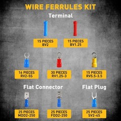 1188-Piece Ferrule Crimping & Stripping Tool Kit, AWG 23-7 0.25-10 mm² Ferrul…