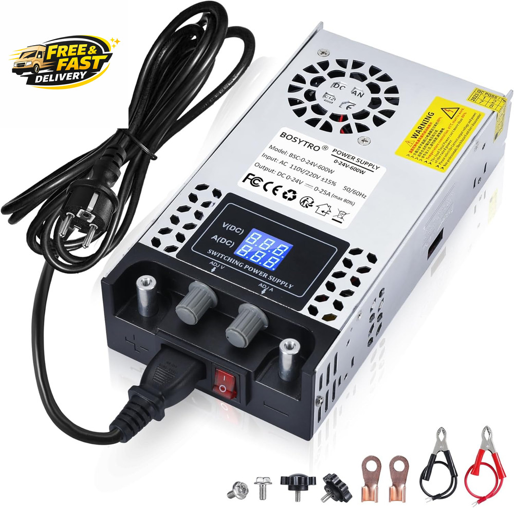 AC to DC Converter 110V-12V DC Power Supply Adjustable 0-24V 0-25A SMPS Max 600W