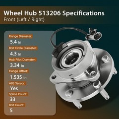 11.65″ CV Axle Hub Bearing Brake Kit Ceramic 07-09 G5 08 Cobalt Auto ABS 5Lug