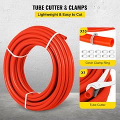 PEX-B Pipe 1/2 Inch X 1000 Feet,Oxygen Barrier Flexible Pipe Tubing,Red for Hydr