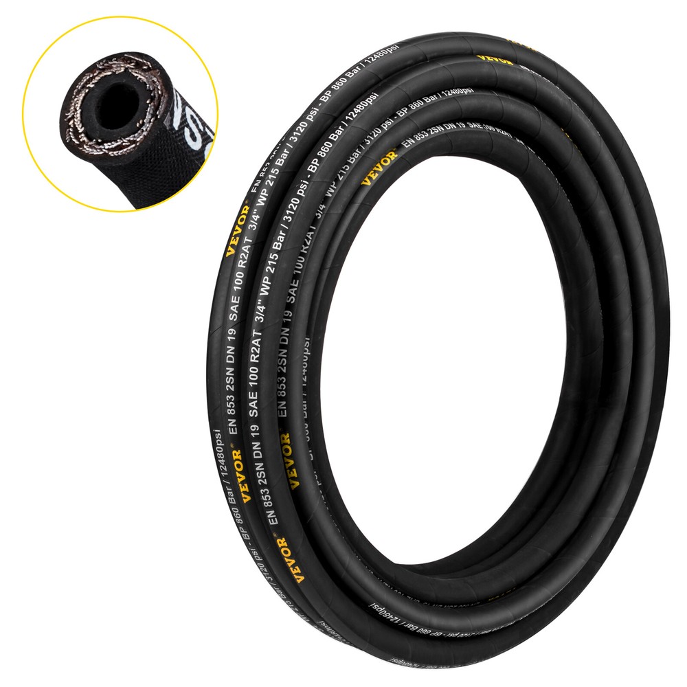 VEVOR Hydraulic Hose Coiled Hydraulic Hose 100ft 1/2″ 2 steel wire 4000 PSI