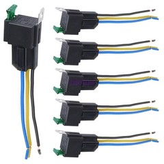 6 Pack 12V DC 30 Amp 4-Pin Automotive Relay Harness Set Switch Fuse US