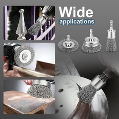 6 Pcs Professional Wire Wheel Carbon Steel Wire Brush for Drill 1/4 In Hex Shank