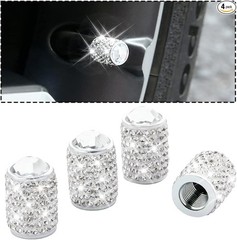 Bling Valve Stem Caps, 4 Pack Crystal Rhinestone Car Tire Valve Covers, White