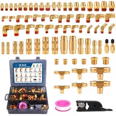 76 PCS Brass DOT Air Brake Line Fittings Assortment 1/8″ 1/4 Air Hose Repair Kit
