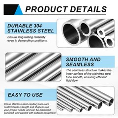304 Stainless Steel Tube 6mm ID 10mm OD 250mm Length Metal Pipe Tubing
