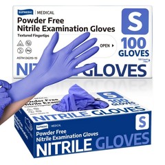 Supmedic Medical Nitrile Exam Gloves, Medium, 100 Small (Blue Iris)