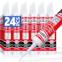 100% Waterproof Silicone Caulk for Kitchen & Bathroom, 10 oz Cartridge, 24 Pack,
